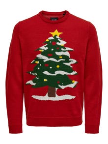 ONLY & SONS Christmas knitted pullover -Pompeian Red - 22023347