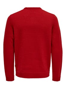 ONLY & SONS Christmas knitted pullover -Pompeian Red - 22023347