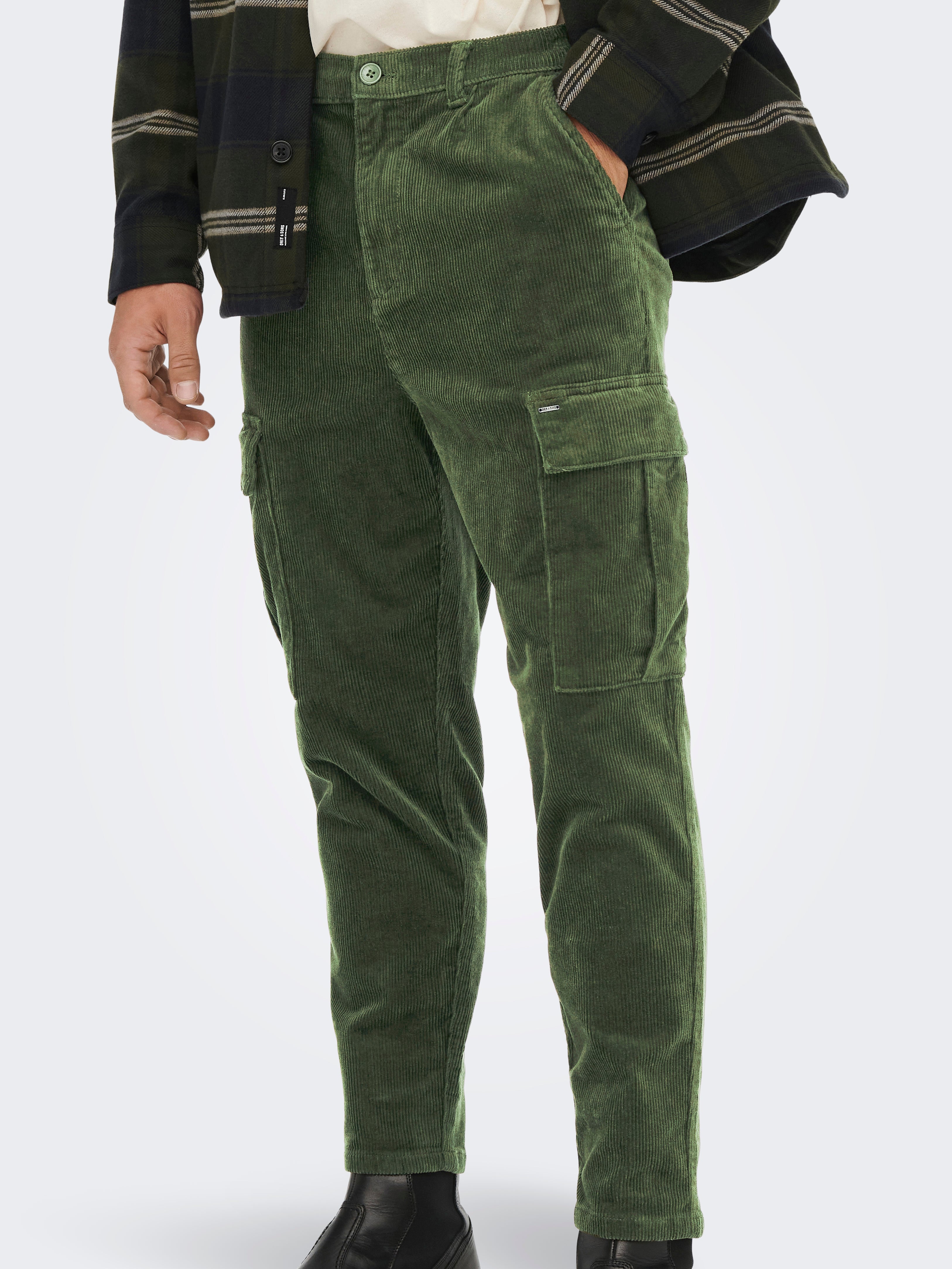 Big BEE Cargo Pants Tactical Tapered Trousers Vertical Zip Stretchy Cotton  Elastic Waist - Goodgearnation