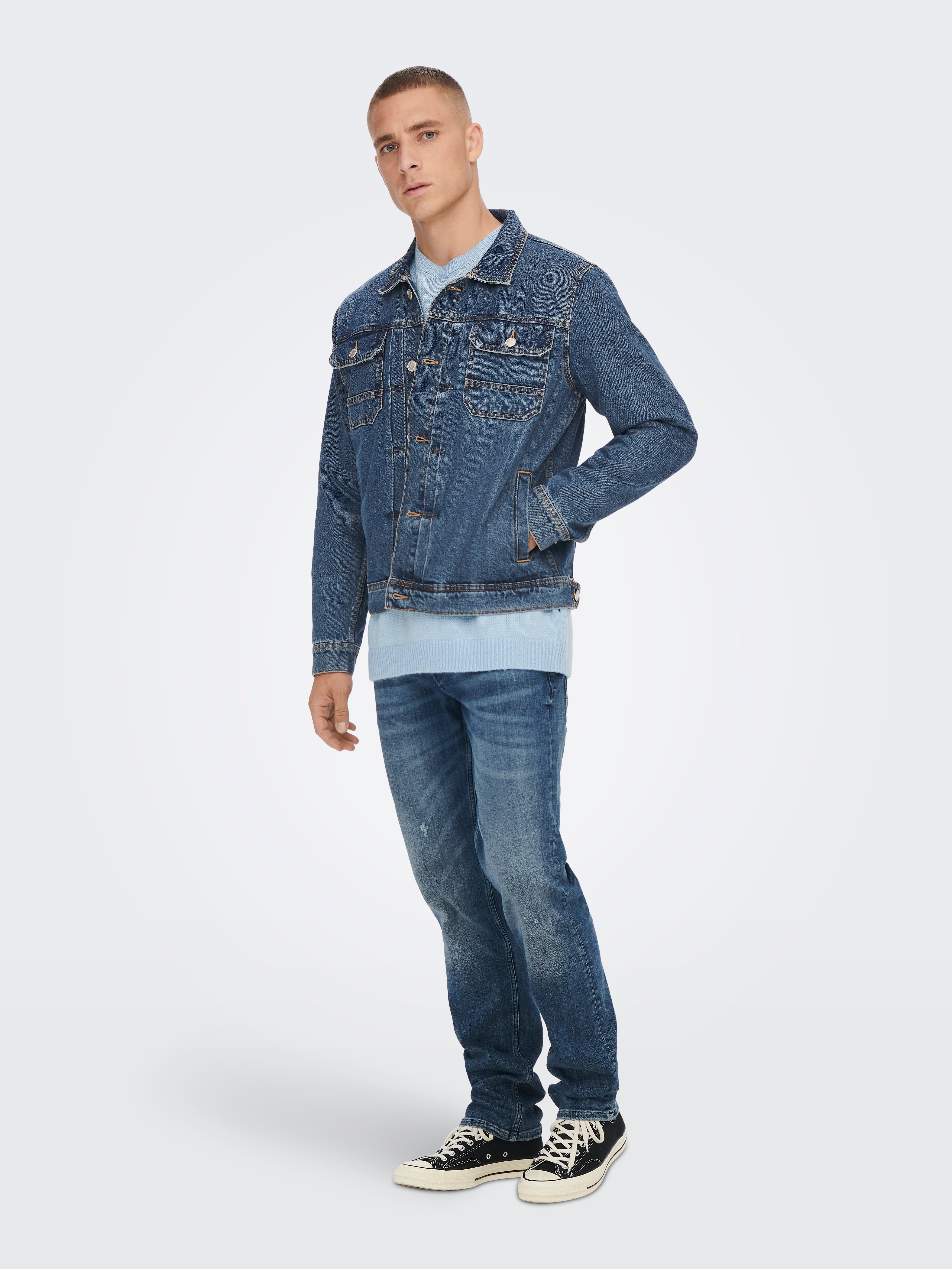 Turtle neck and denim on sale jacket