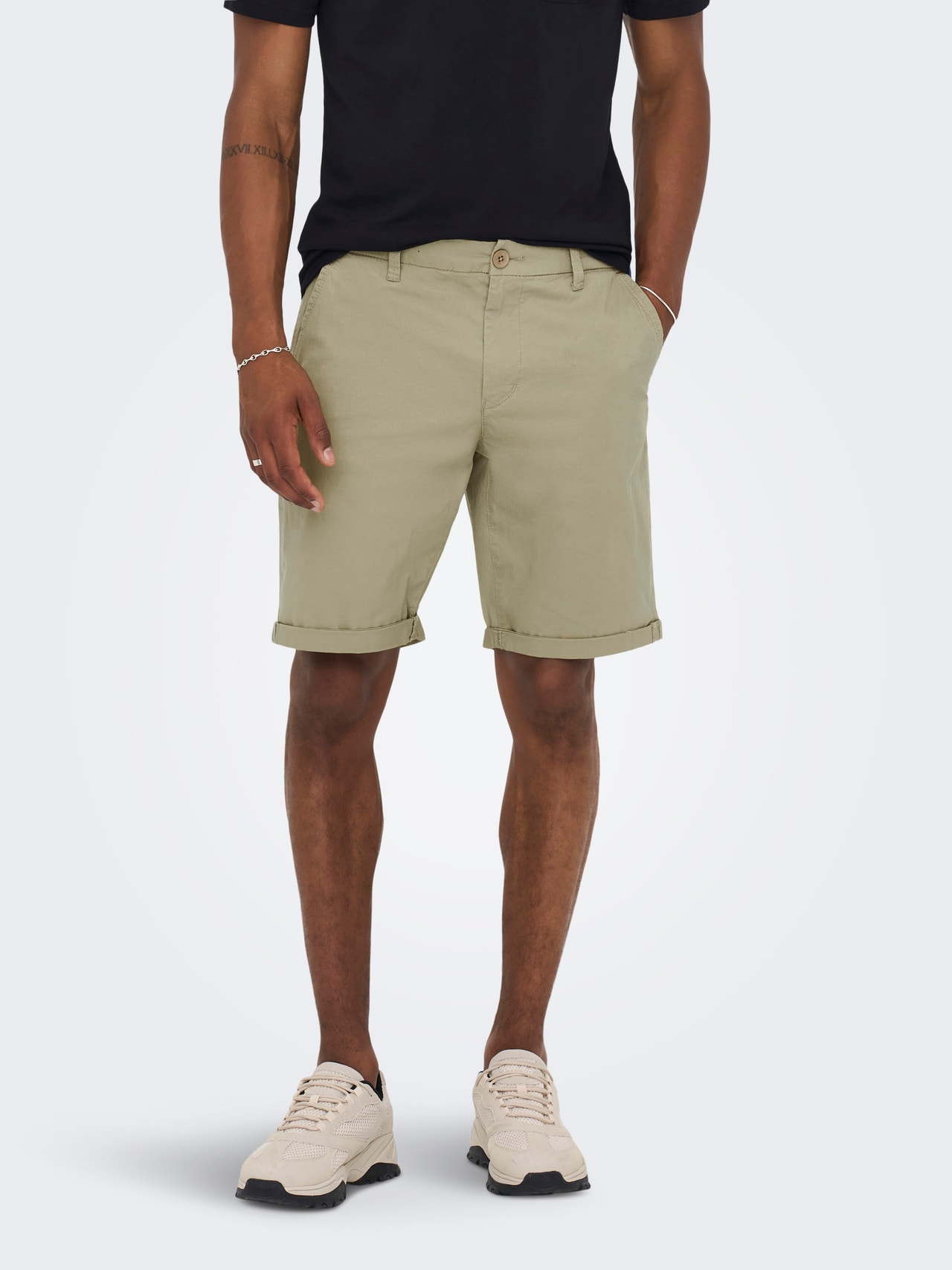 ONLY & SONS Chino shorts med normal pasform -Chinchilla - 22023742