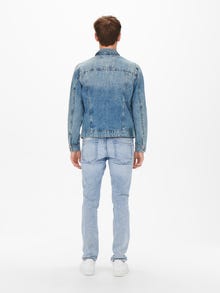 ONLY & SONS Jeans Slim Fit Taille moyenne Ourlé destroy -Blue Denim - 22023922