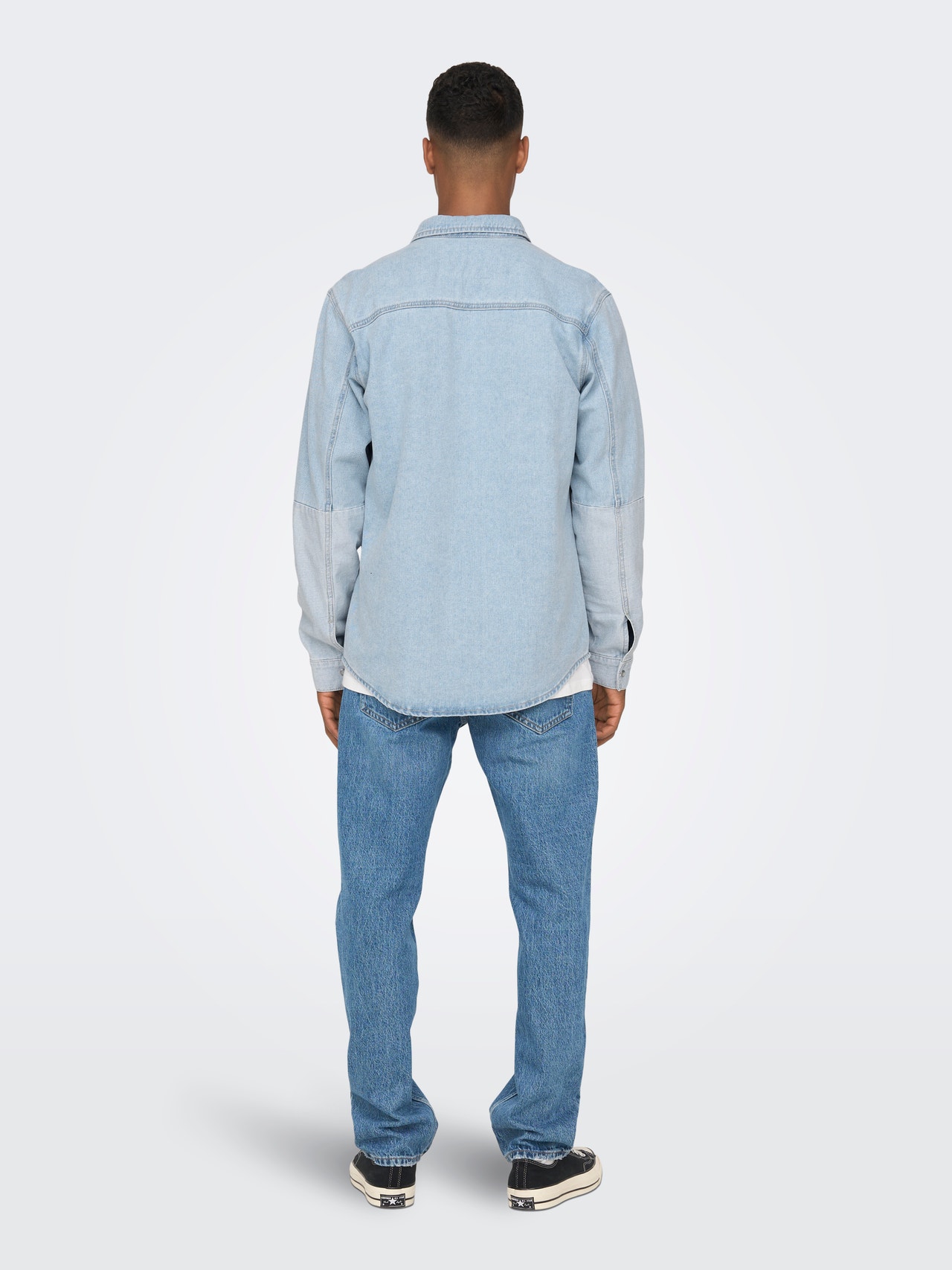 ONLY & SONS Standard Fit Skjortekrage Skjorte -Light Blue Denim - 22023937