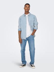 ONLY & SONS regular fit denim shirt -Light Blue Denim - 22023937