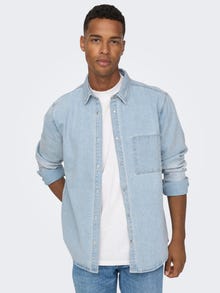 ONLY & SONS Chemises Standard Fit Col chemise -Light Blue Denim - 22023937