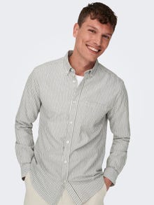 ONLY & SONS Stribet Slim Fit skjorte -Winter Moss - 22023977