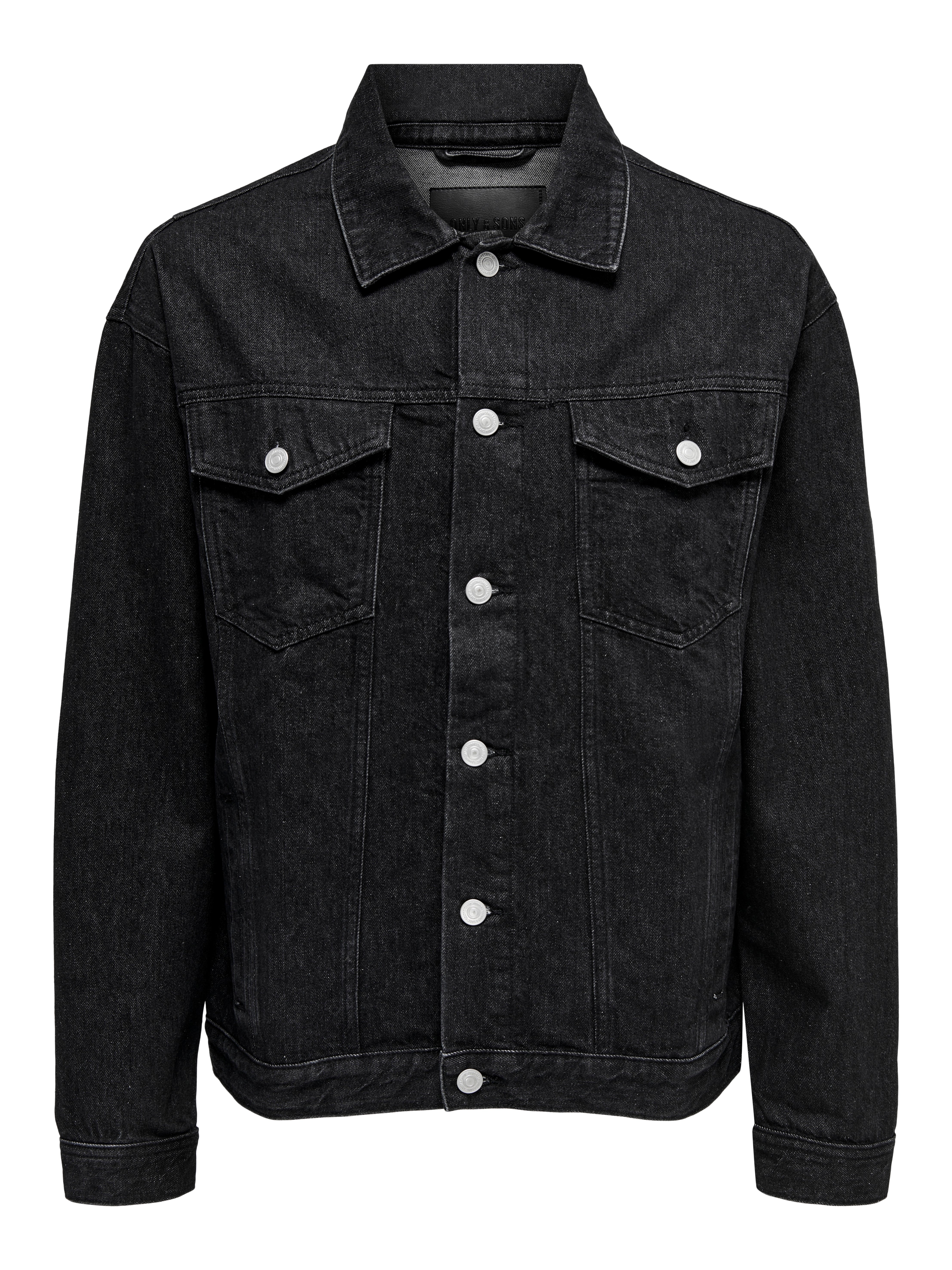 loose fit denim jacket | Black | ONLY & SONS®