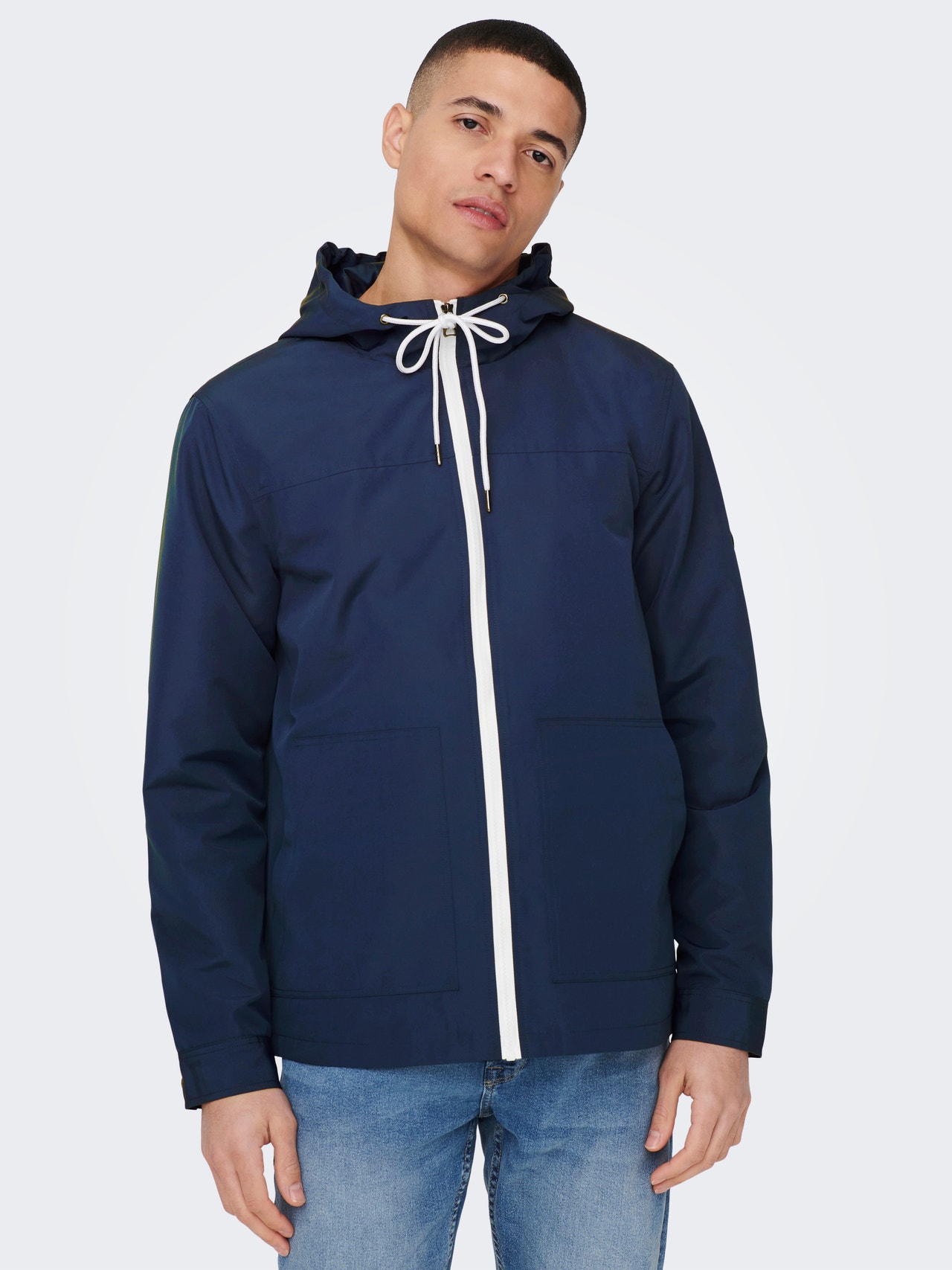 ONLY & SONS Hood with string regulation Jacket -Insignia Blue - 22024156