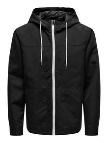 ONLY & SONS Hood with string regulation Jacket -Black - 22024156