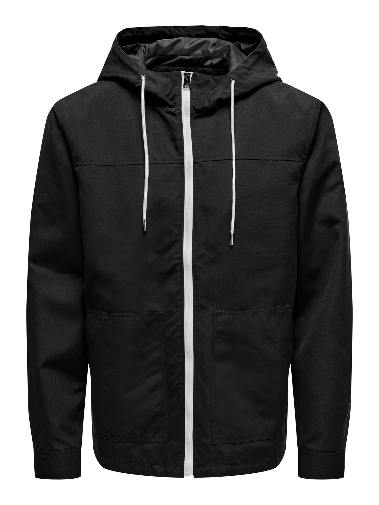 ONLY & SONS Hood with string regulation Jacket -Black - 22024156