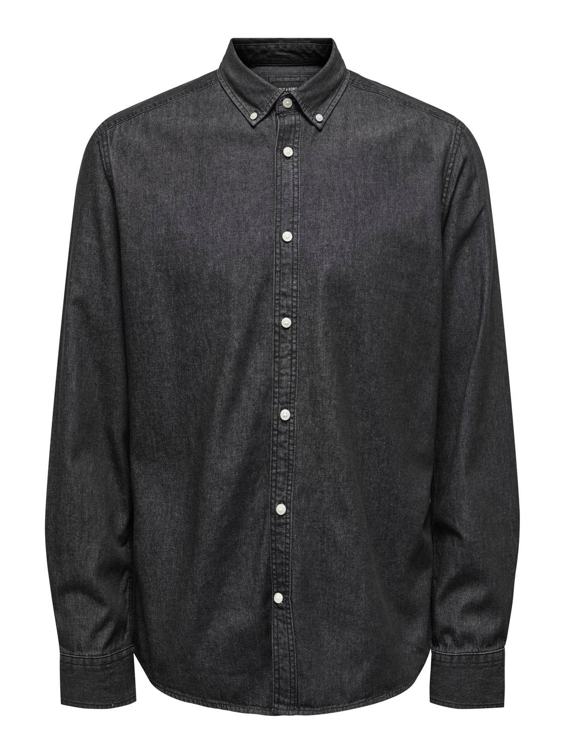Chemise Oxford Bleu Lavande Uni Col Albert (Col Boutonné) - ALBERT
