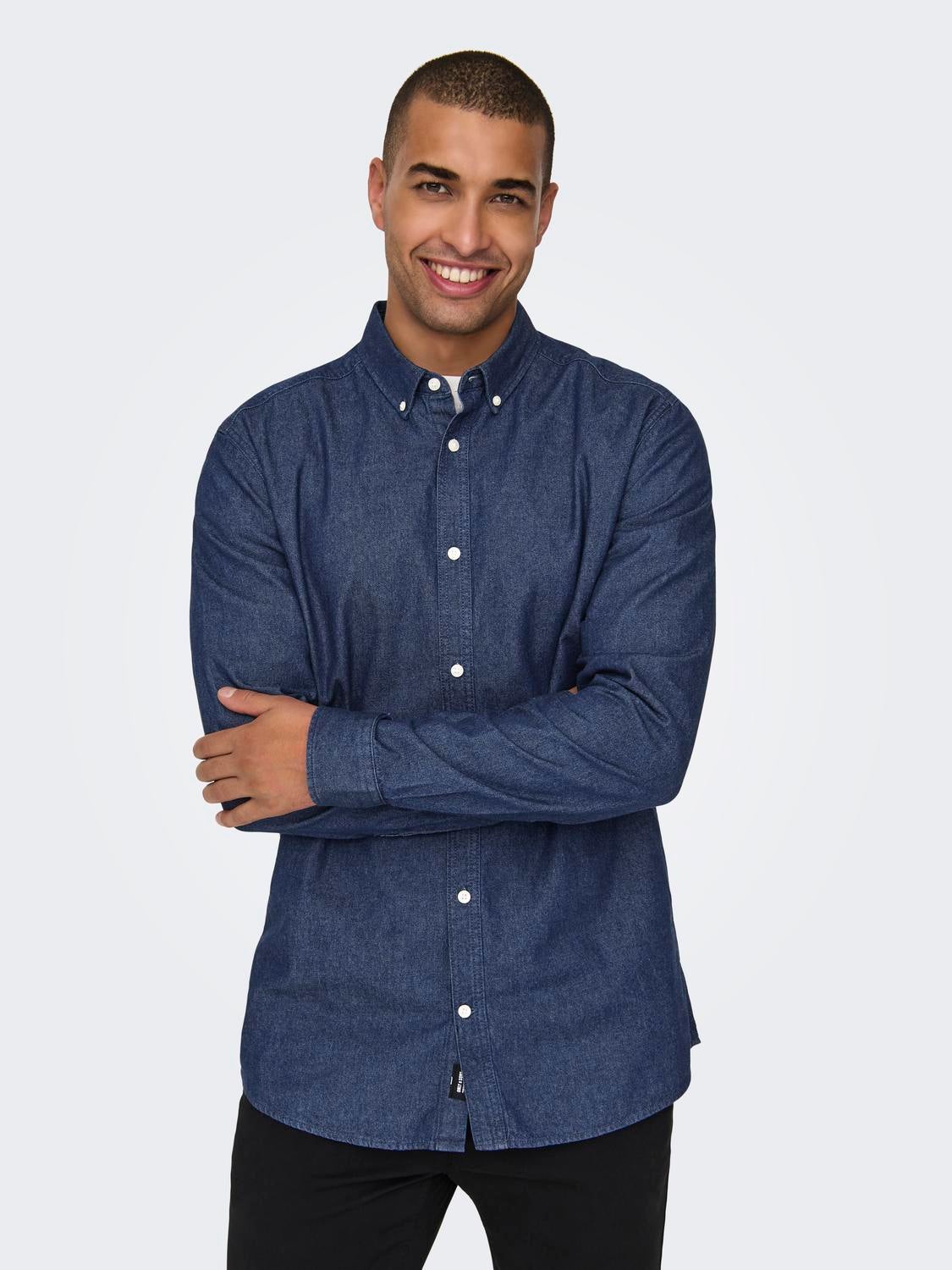 Chemise Dickies Homme - Bleu, 100% Coton, Col Boutonné, Manches Longues - Taille M - Très Bon état