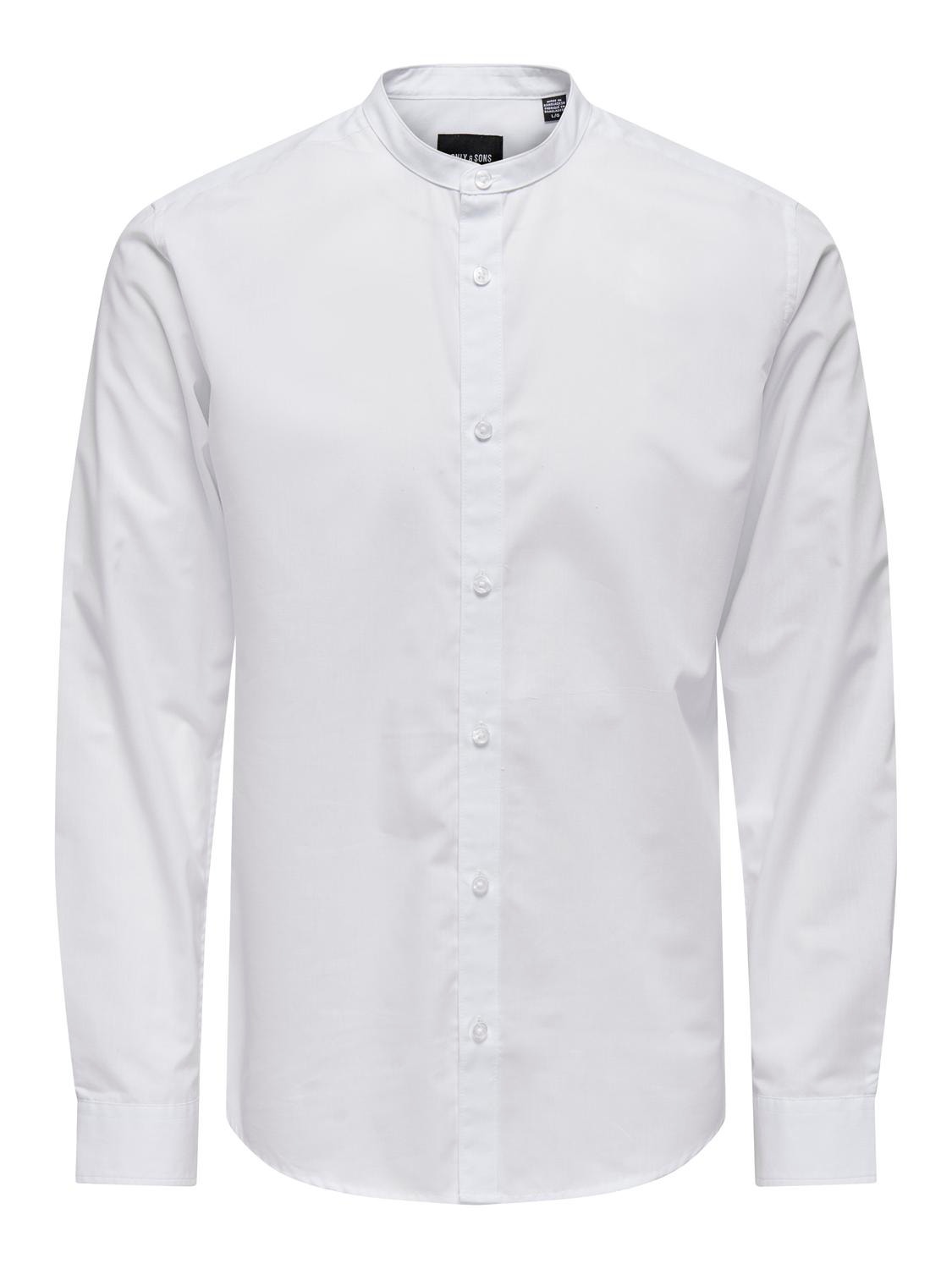 ONLY & SONS Krój slim Dekolt chiński Koszula -White - 22024167