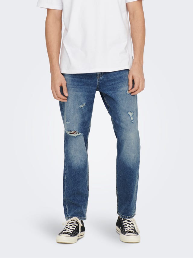 ONLY & SONS ONSavi Cropped Medium Blue Jeans - 22024381