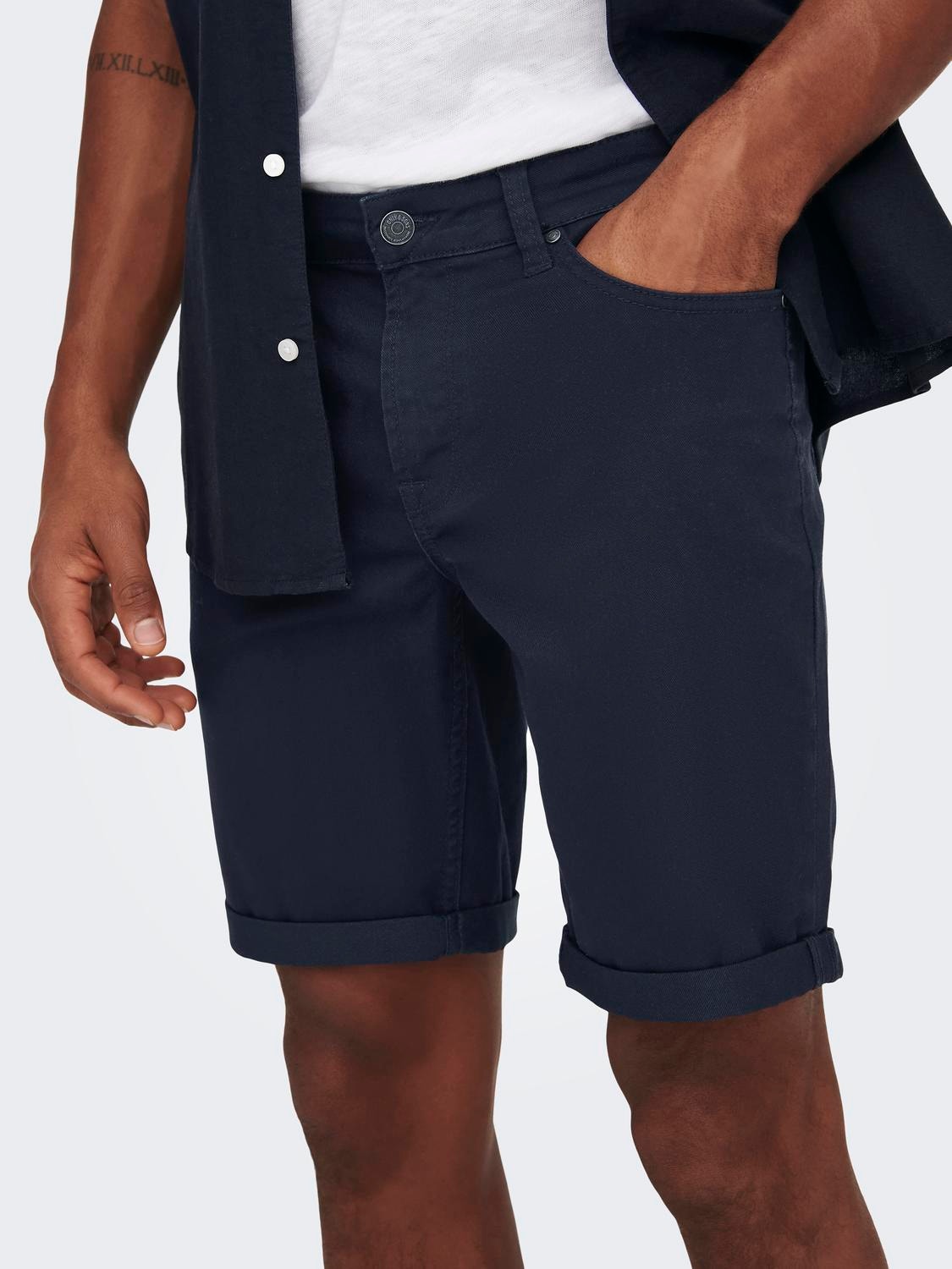 ONLY & SONS ONSPLY LIFE REG TWILL 4451 SHORTS -Dark Navy - 22024451