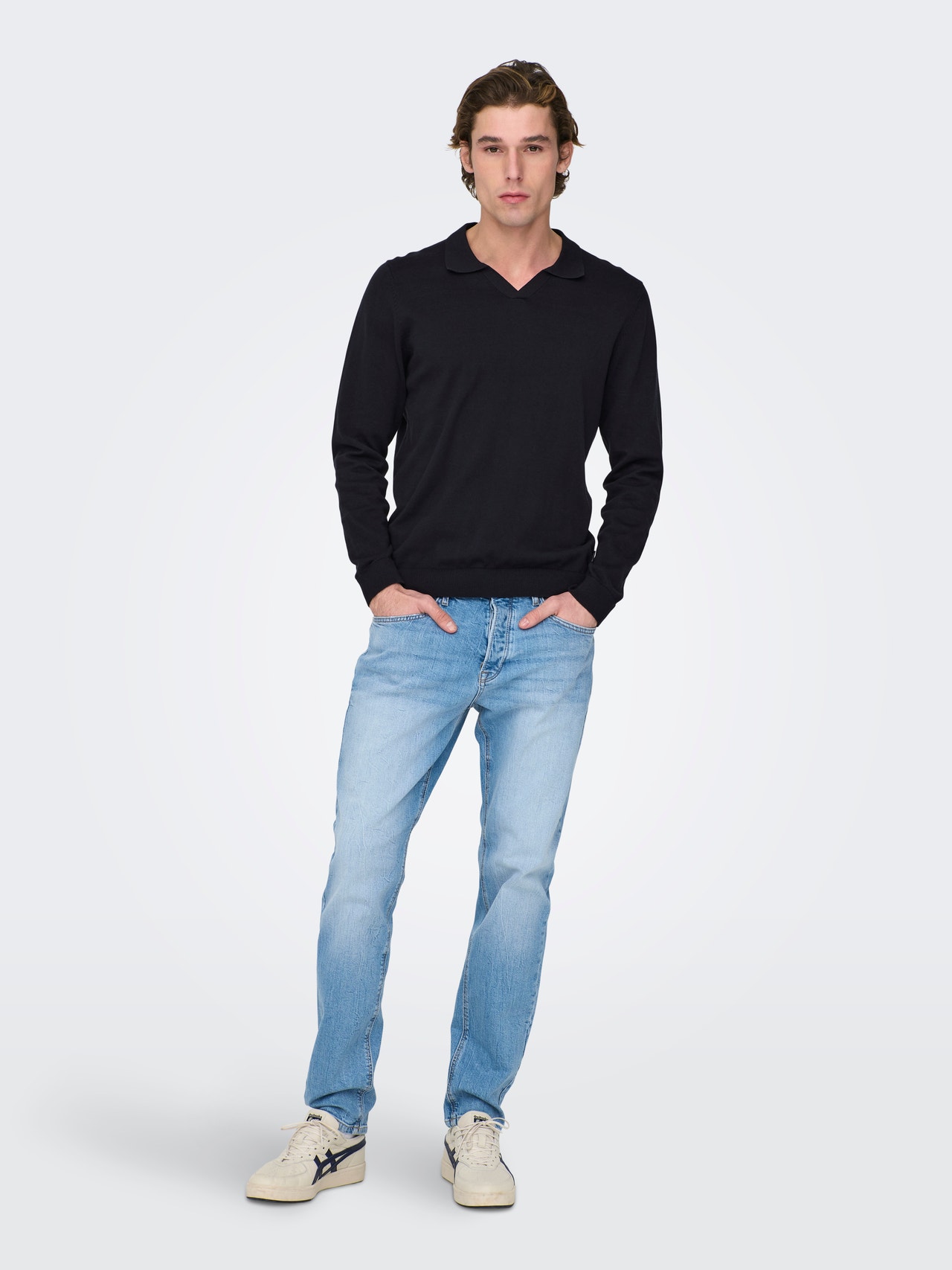 ONLY & SONS Knitted polo pullover -Dark Navy - 22024610