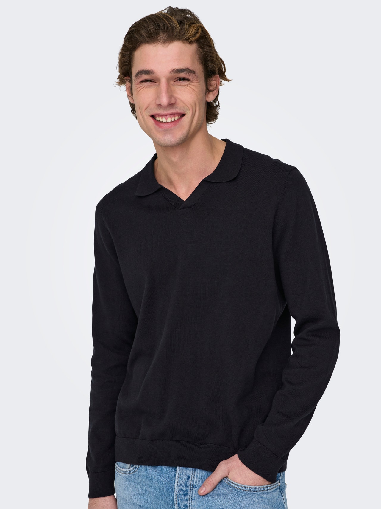 ONLY & SONS Knitted polo pullover -Dark Navy - 22024610