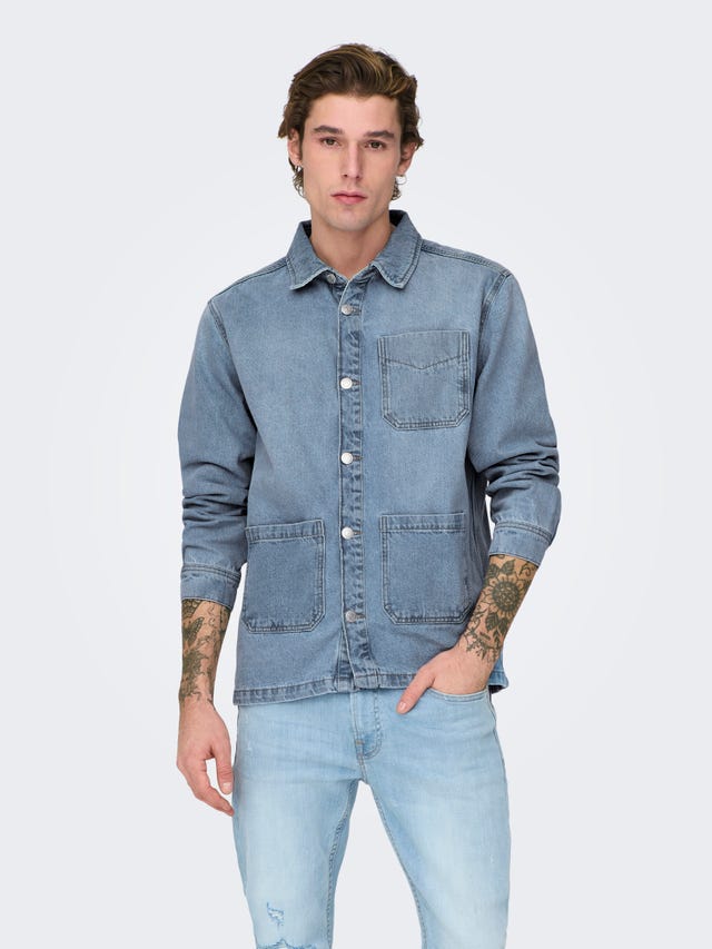 ONLY & SONS denim jacket with pockets - 22024619