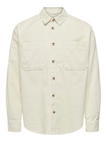 ONLY & SONS Ensfarvet Fløjlsskjorte -Cloud Dancer - 22024716