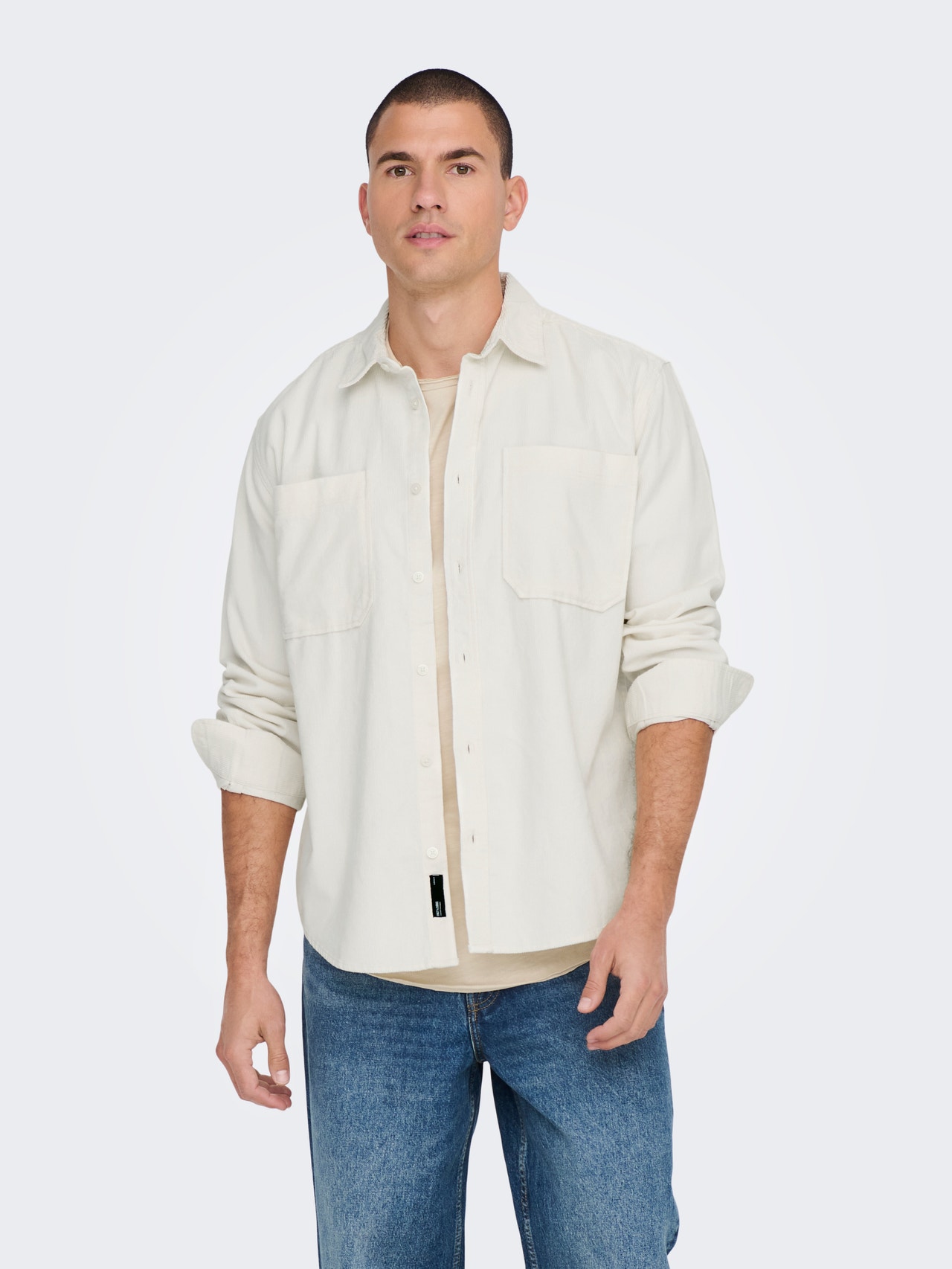 ONLY & SONS Relaxed Fit Shirt collar Shirt -Cloud Dancer - 22024716