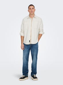 ONLY & SONS Ensfarvet Fløjlsskjorte -Cloud Dancer - 22024716