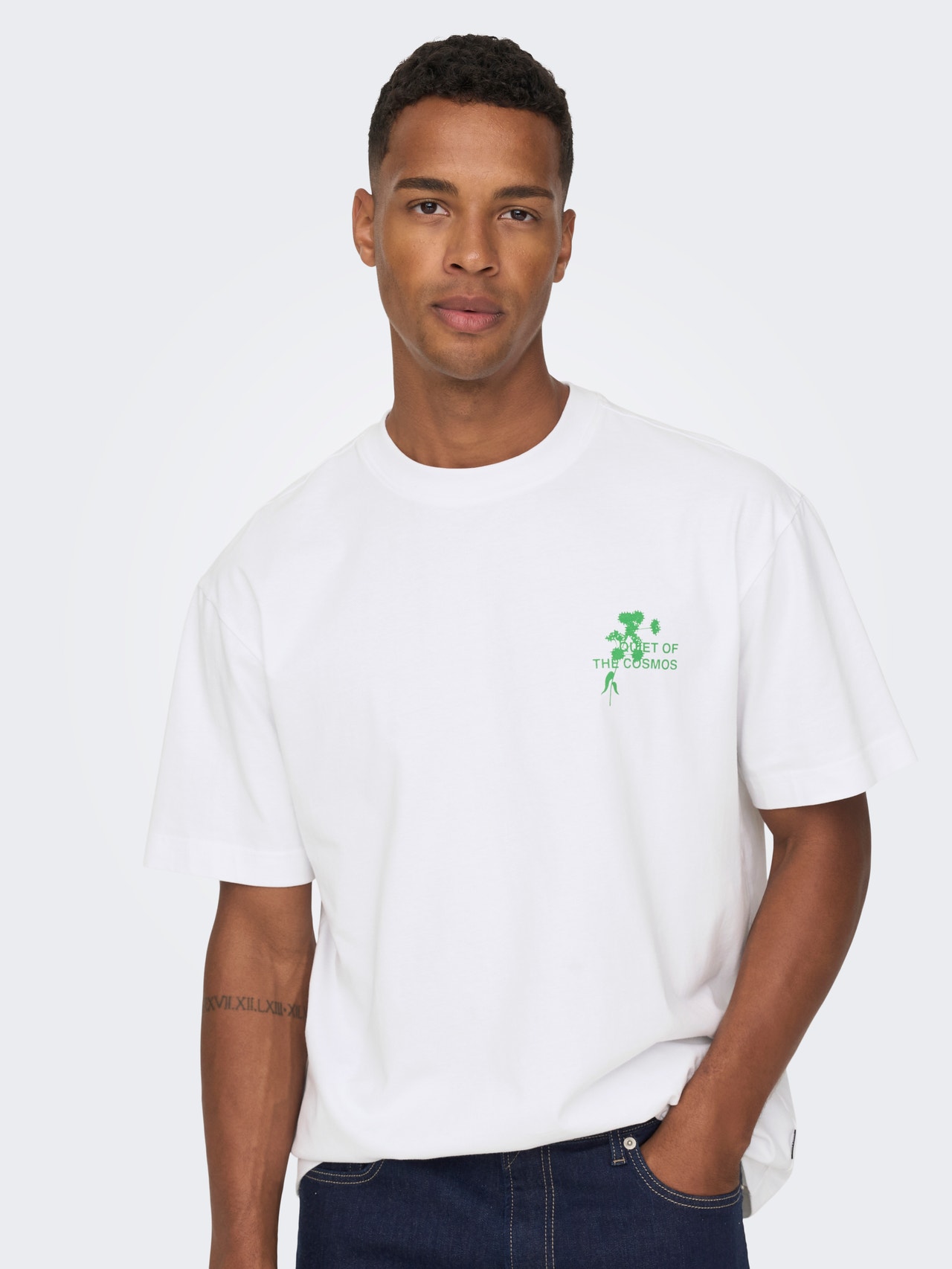 ONLY & SONS Relaxed Fit Round Neck T-Shirt -Bright White - 22024750