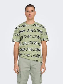 ONLY & SONS O-hals med stribet print -Alfalfa - 22024773