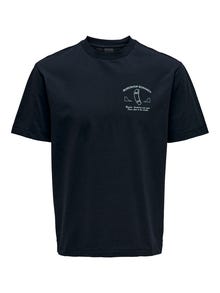 ONLY & SONS Relaxed Fit Round Neck T-Shirt -Dark Navy - 22024796