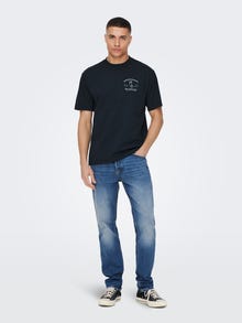 ONLY & SONS Relaxed Fit Round Neck T-Shirt -Dark Navy - 22024796