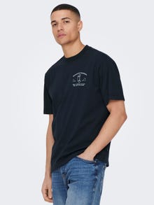 ONLY & SONS Relaxed Fit Round Neck T-Shirt -Dark Navy - 22024796