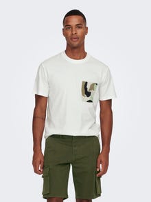 ONLY & SONS T-shirts Regular Fit Col rond -Cloud Dancer - 22024803