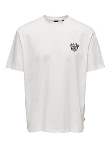 ONLY & SONS Krój swobodny Okrągły dekolt T-shirt -Cloud Dancer - 22024804