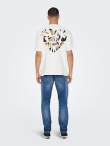 ONLY & SONS Krój swobodny Okrągły dekolt T-shirt -Cloud Dancer - 22024804