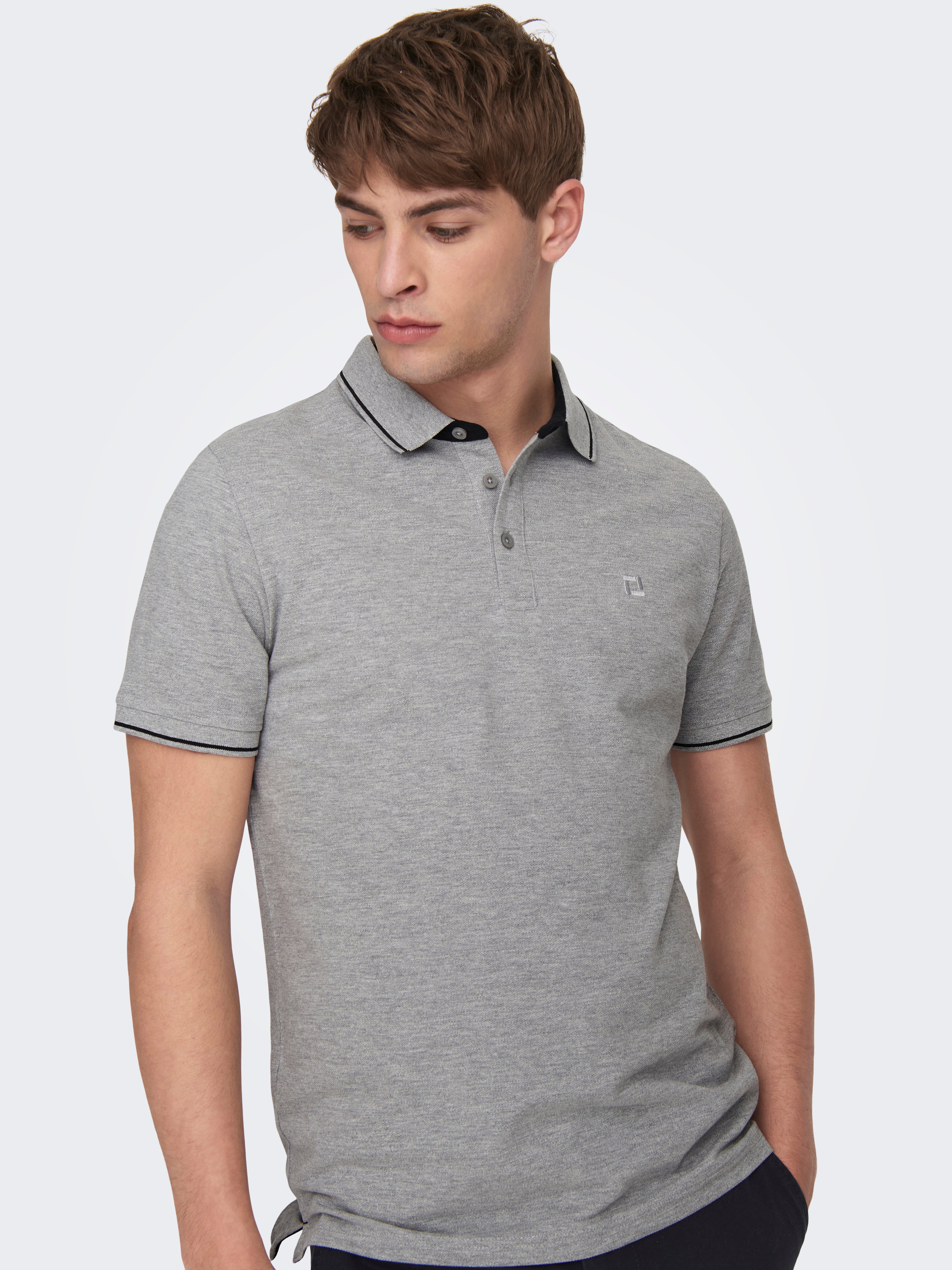 Grey melange outlet polo t shirt