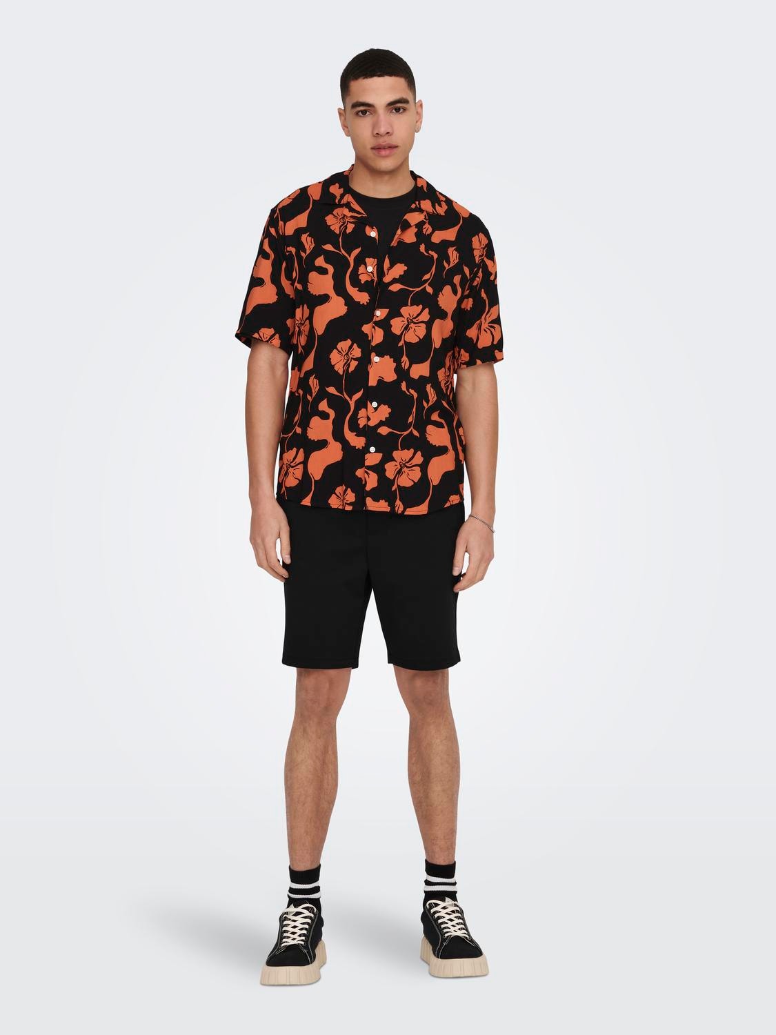 ONLY & SONS Regular Fit Resort-krage Skjorte -Black - 22024907