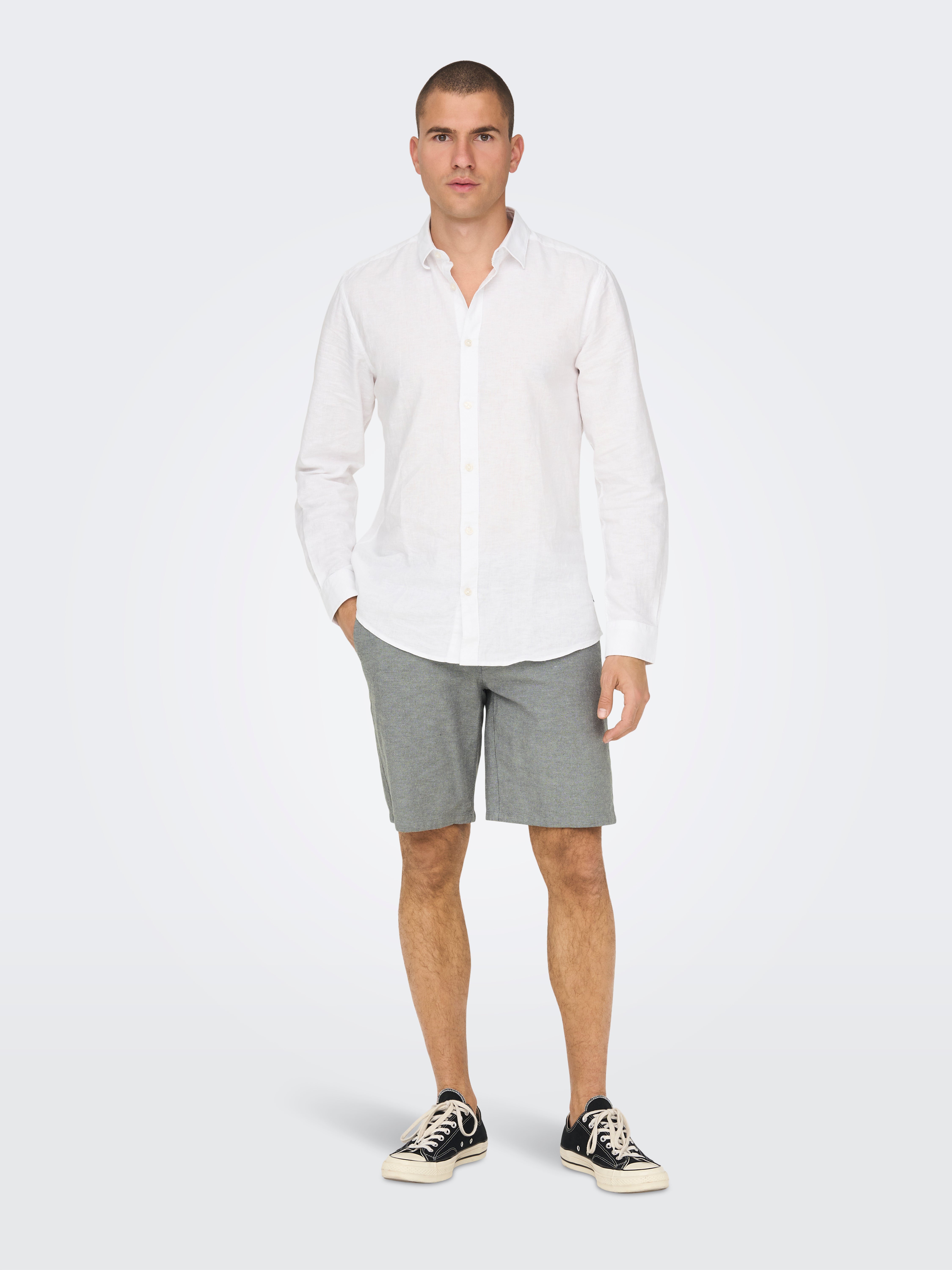 Regular Fit Linen Shorts | Medium Grey | ONLY & SONS®