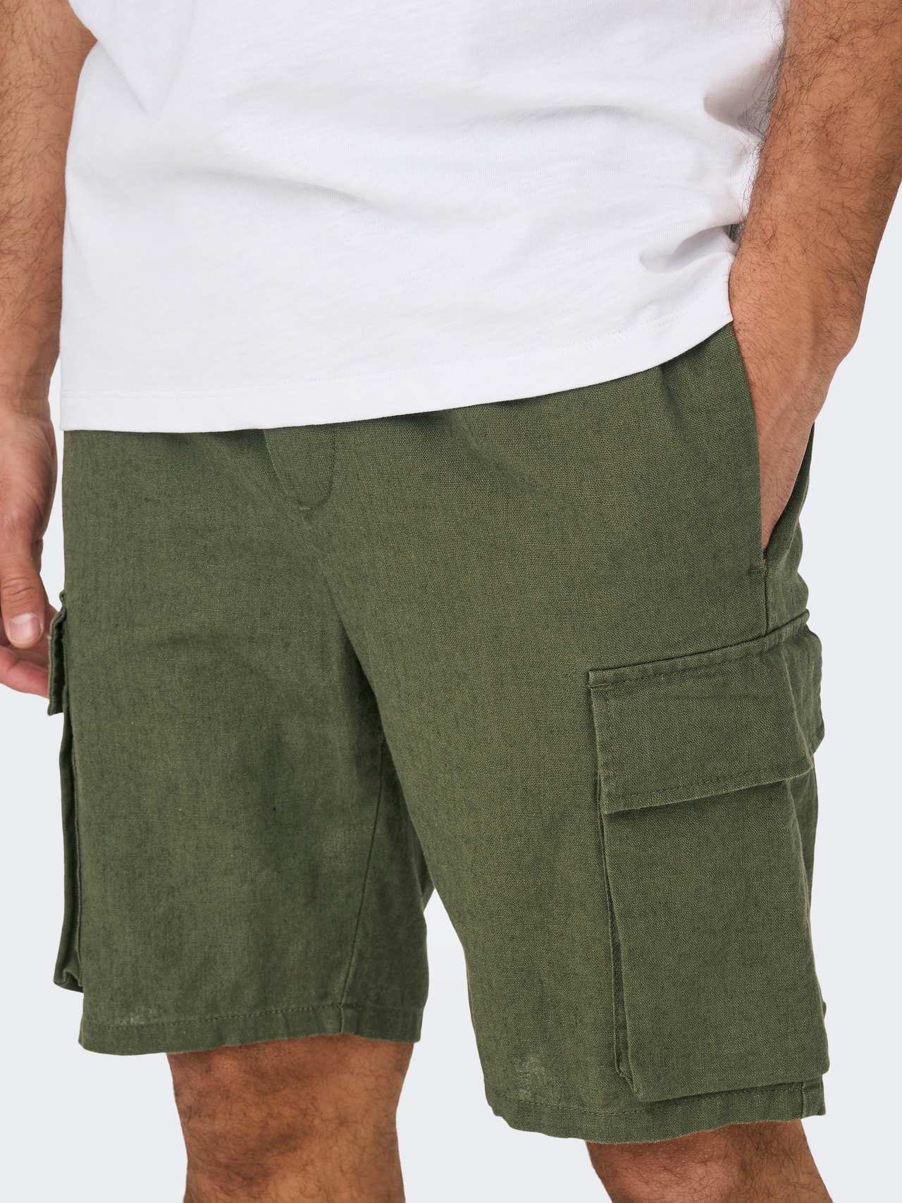 Curvy Athletic Pocket Shorts-DK Olive