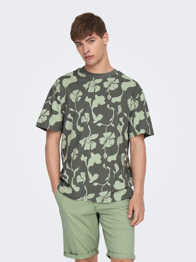 ONLY & SONS O-hals t-shirt med print - 22025278