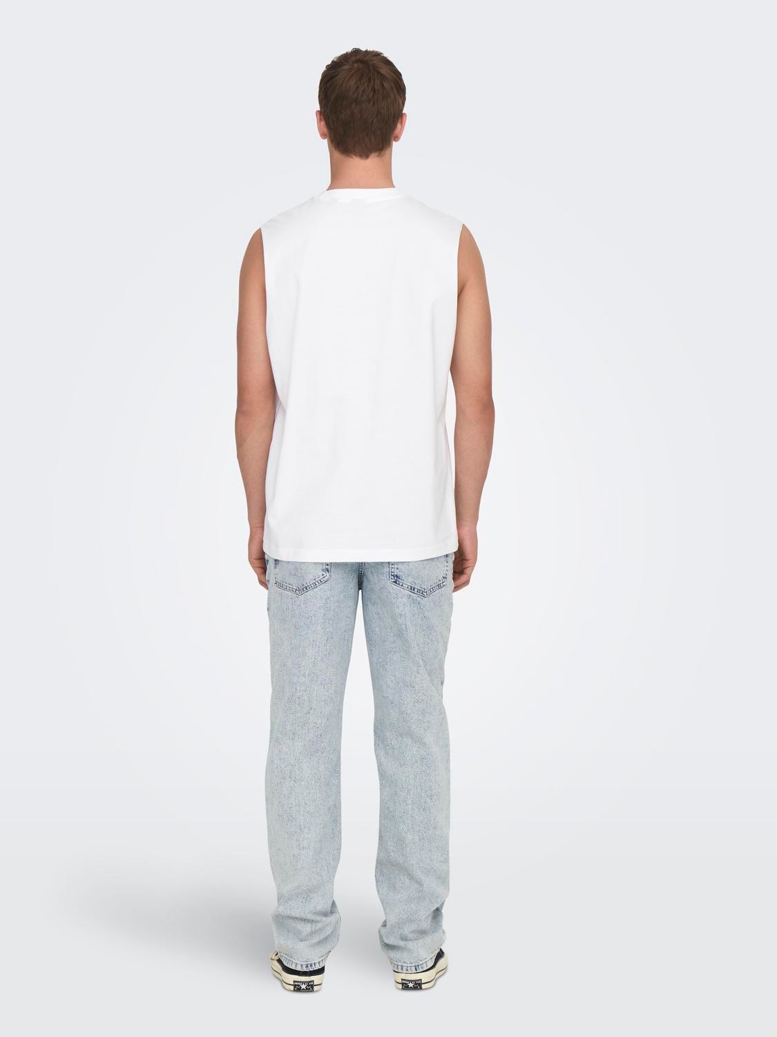 ONLY & SONS Relaxed Fit Round Neck T-Shirt -White - 22025300