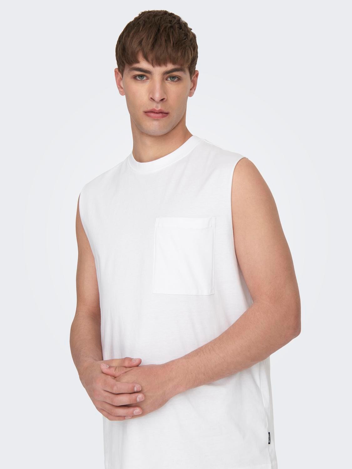 ONLY & SONS Relaxed Fit Round Neck T-Shirt -White - 22025300