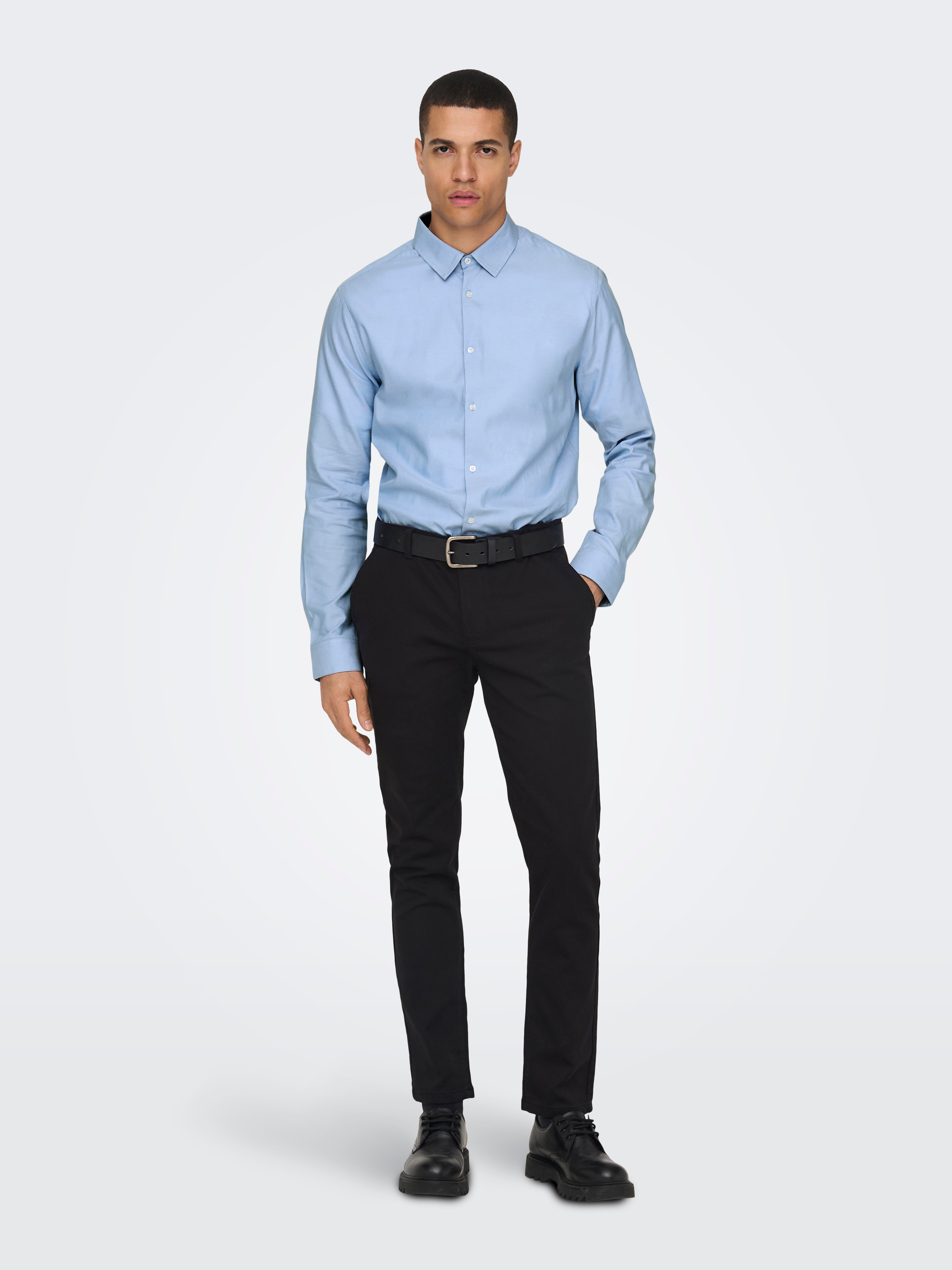 Sky blue clearance shirt black jeans