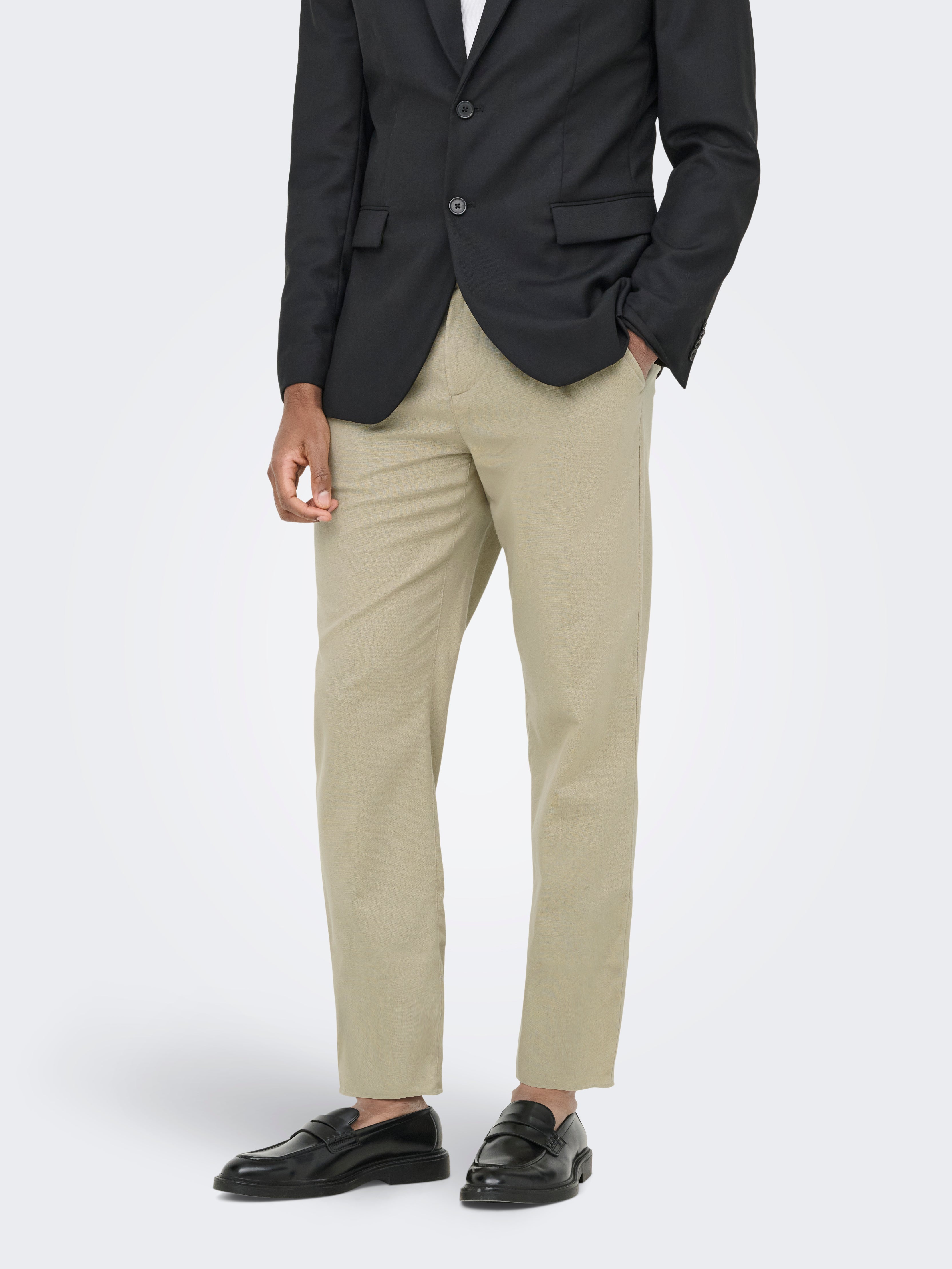 Onsleo Verjüngt Und Verkürzt Leinen Chino Hose