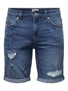 ONLY & SONS Normal passform Medelhög midja Shorts -Medium Blue Denim - 22025836