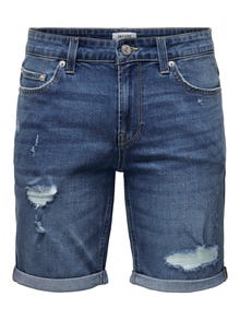 ONLY & SONS Regular Fit Middels høyt snitt Shorts -Medium Blue Denim - 22025836