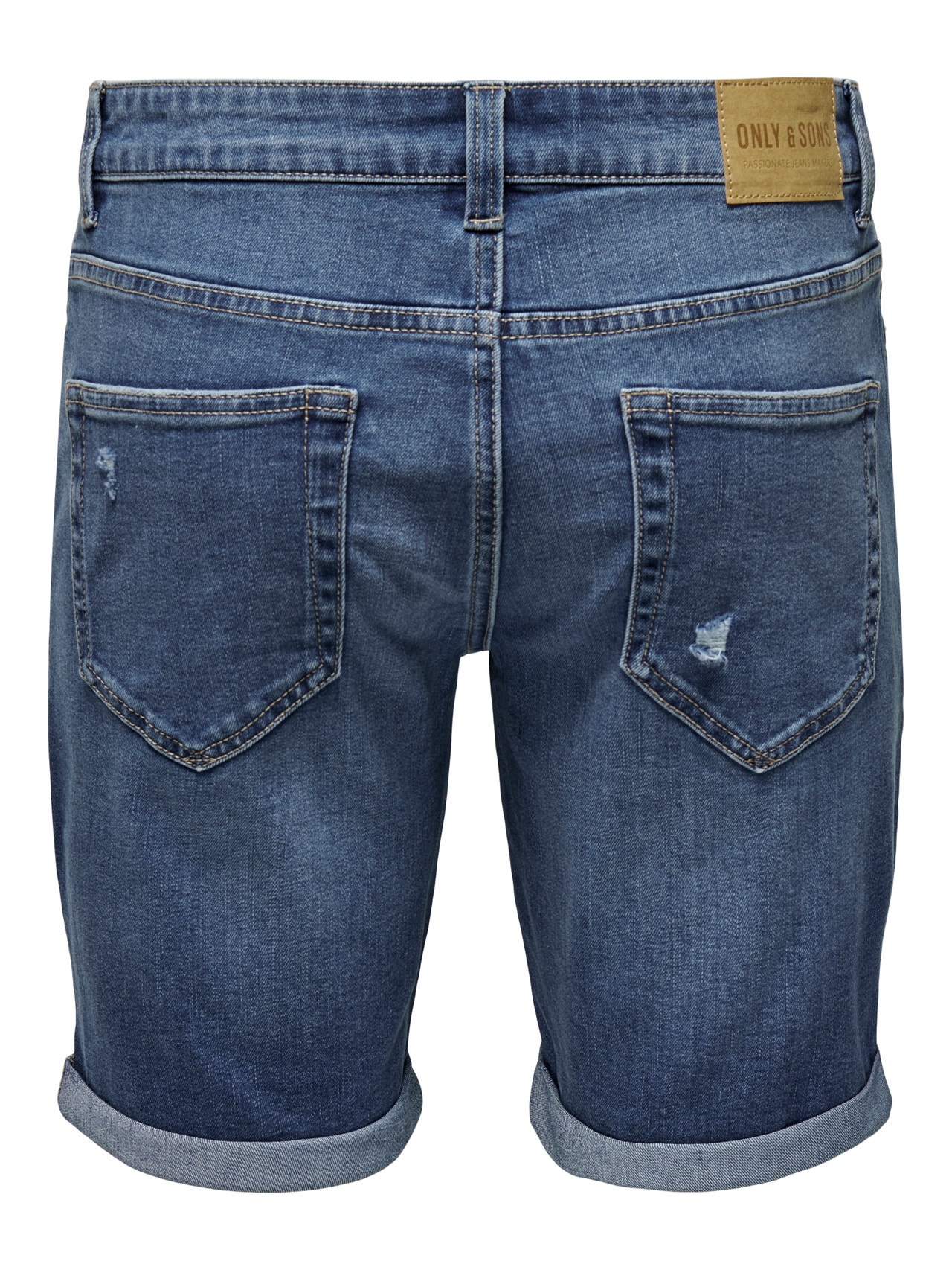 ONLY & SONS onsply mid. blue destroy 5836 shorts -Medium Blue Denim - 22025836