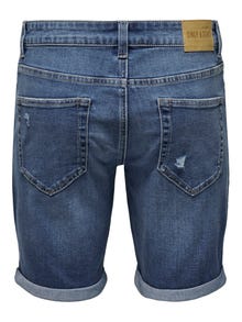 ONLY & SONS Regular Fit Middels høyt snitt Shorts -Medium Blue Denim - 22025836