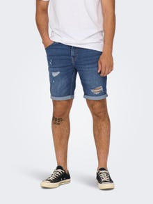 ONLY & SONS Normal geschnitten Mid Rise Shorts -Medium Blue Denim - 22025836