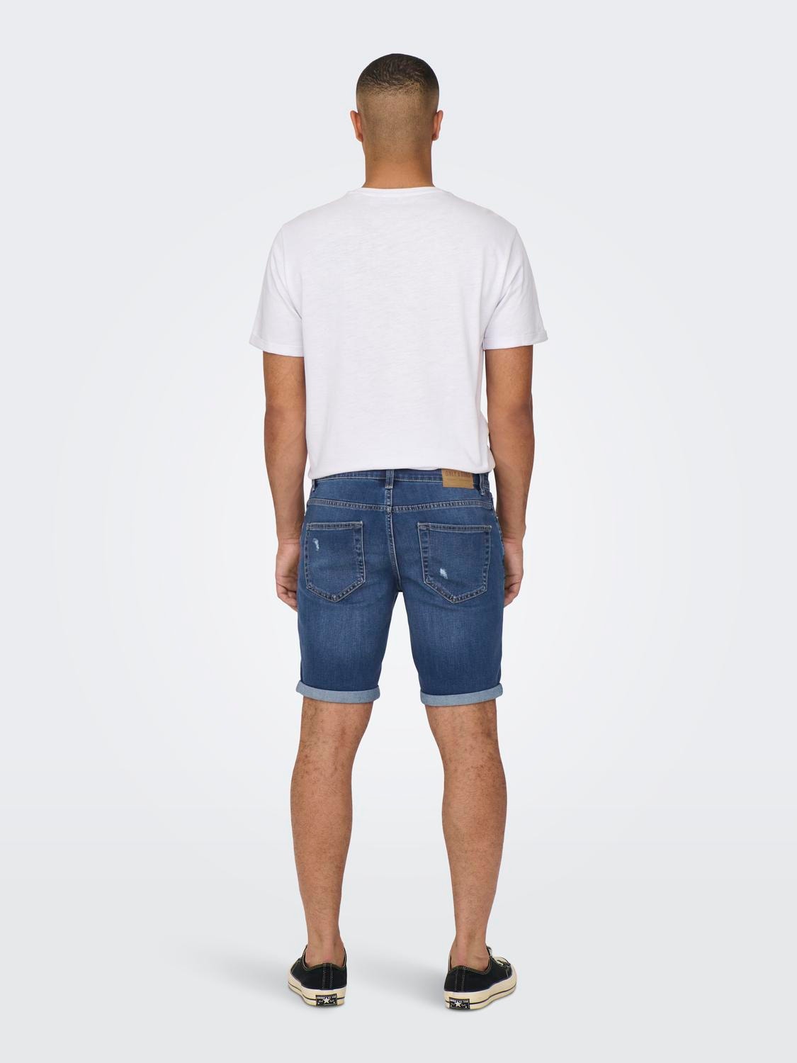 ONLY & SONS Normal geschnitten Mid Rise Shorts -Medium Blue Denim - 22025836