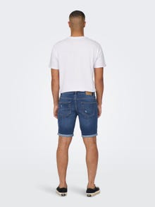 ONLY & SONS Regular fit ripped shorts -Medium Blue Denim - 22025836