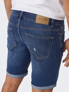 ONLY & SONS Normal passform Medelhög midja Shorts -Medium Blue Denim - 22025836